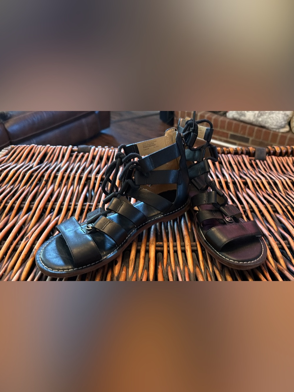 Michael Kors Women’s Black Strappy Gladiator Sandals — Comfort Lace-Up